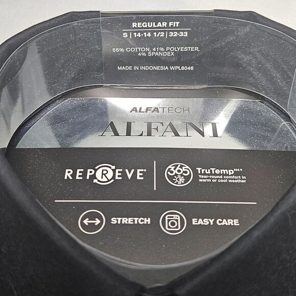 Alfani ALFATECH Black Stretch Dress Shirt | Men’s Small - Picture 2 of 4